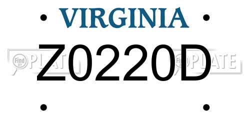 Z0220D Virginia License Plate