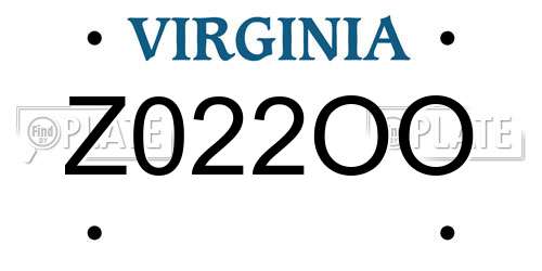 Z022OO Virginia License Plate