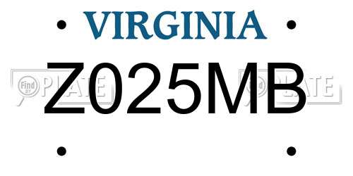 Z025MB Virginia License Plate