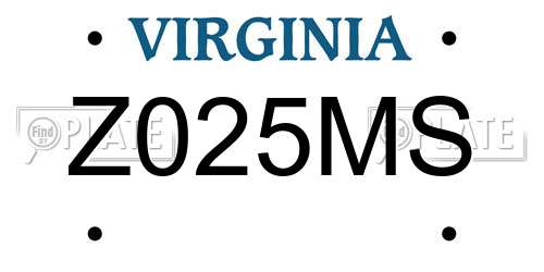 Z025MS Virginia License Plate