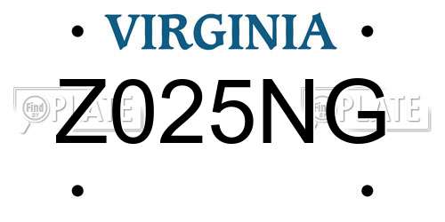 Z025NG Virginia License Plate