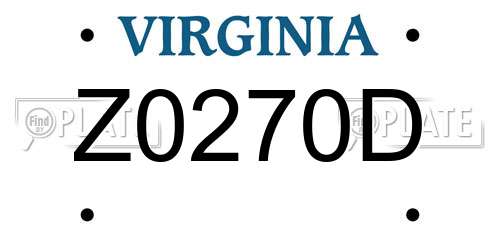 Z0270D Virginia License Plate
