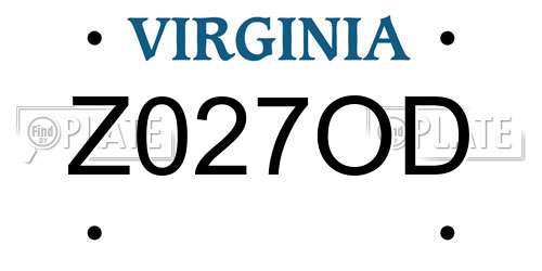 Z027OD Virginia License Plate