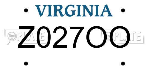 Z027OO Virginia License Plate