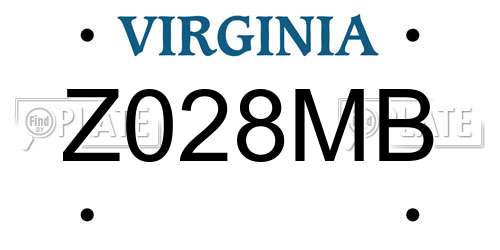Z028MB Virginia License Plate
