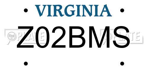 Z02BMS Virginia License Plate