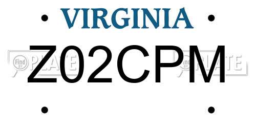 Z02CPM Virginia License Plate