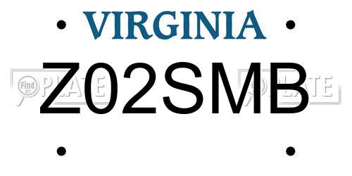 Z02SMB Virginia License Plate