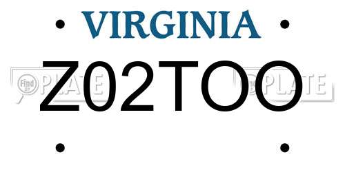 Z02TOO Virginia License Plate