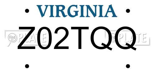 Z02TQQ Virginia License Plate