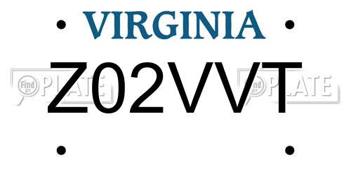 Z02VVT Virginia License Plate