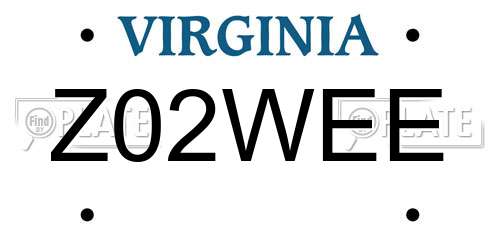 Z02WEE Virginia License Plate