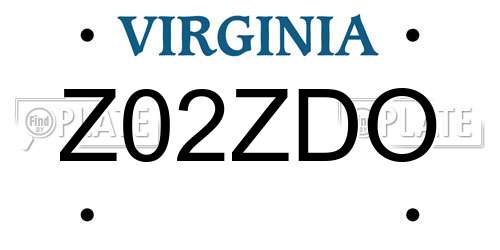 Z02ZDO Virginia License Plate