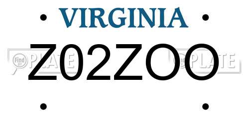 Z02ZOO Virginia License Plate