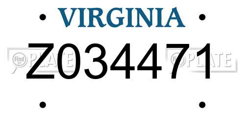 Z034471 Virginia License Plate