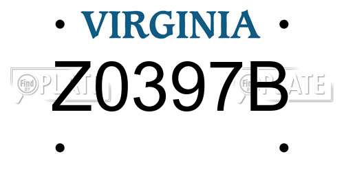 Z0397B Virginia License Plate