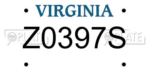 Z0397S Virginia License Plate