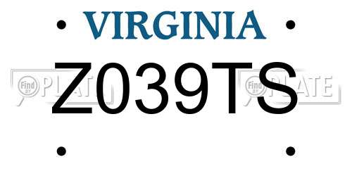 Z039TS Virginia License Plate