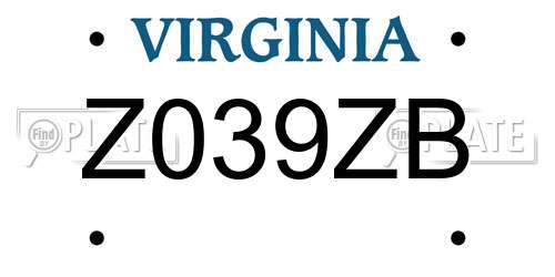 Z039ZB Virginia License Plate