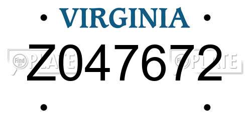 Z047672 Virginia License Plate