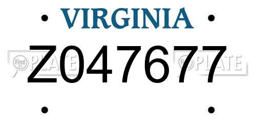Z047677 Virginia License Plate