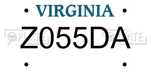 Z055DA Virginia License Plate