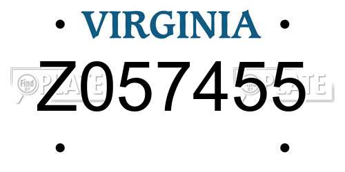 Z057455 Virginia License Plate