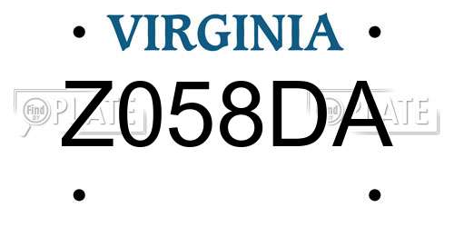 Z058DA Virginia License Plate