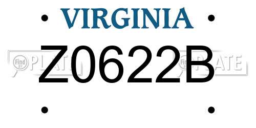 Z0622B Virginia License Plate