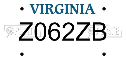 Z062ZB Virginia License Plate