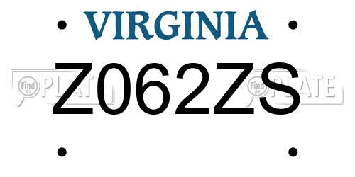 Z062ZS Virginia License Plate