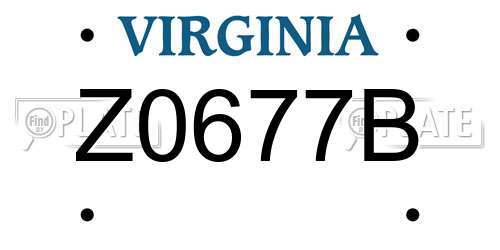 Z0677B Virginia License Plate