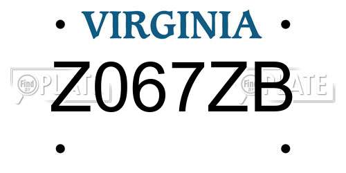 Z067ZB Virginia License Plate