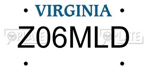 Z06MLD Virginia License Plate