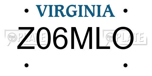 Z06MLO Virginia License Plate