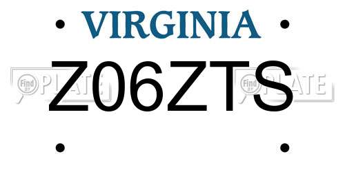 Z06ZTS Virginia License Plate