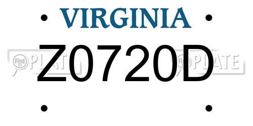 Z0720D Virginia License Plate