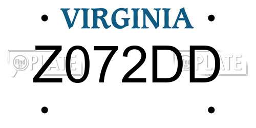 Z072DD Virginia License Plate