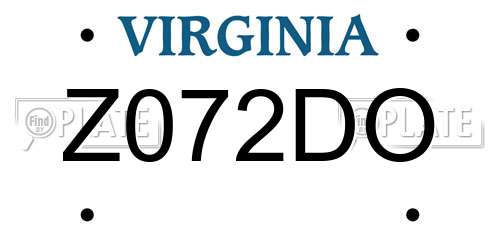 Z072DO Virginia License Plate