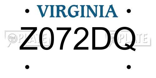 Z072DQ Virginia License Plate