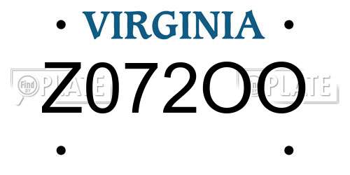 Z072OO Virginia License Plate