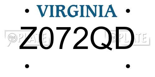 Z072QD Virginia License Plate