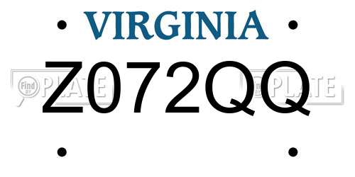 Z072QQ Virginia License Plate