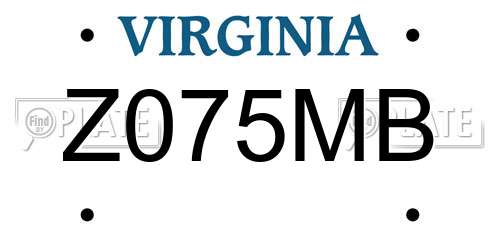 Z075MB Virginia License Plate