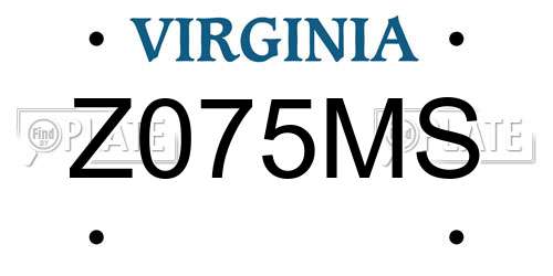 Z075MS Virginia License Plate