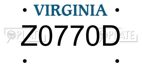Z0770D Virginia License Plate