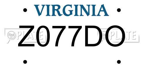 Z077DO Virginia License Plate