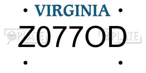 Z077OD Virginia License Plate
