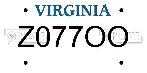 Z077OO Virginia License Plate