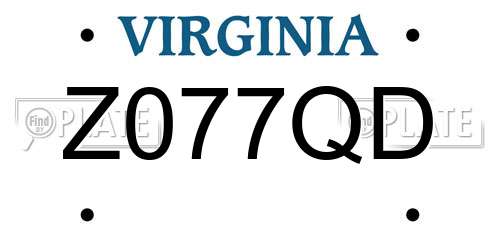 Z077QD Virginia License Plate